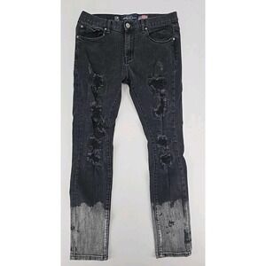 Damati Mens Distressed Black Acid Wash Denim Jeans Sz 32 x 30 Slim Fit